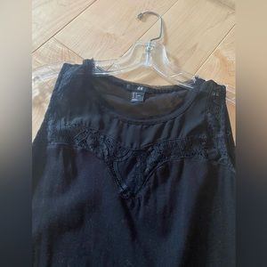 H&M black sleeveless top with lace details